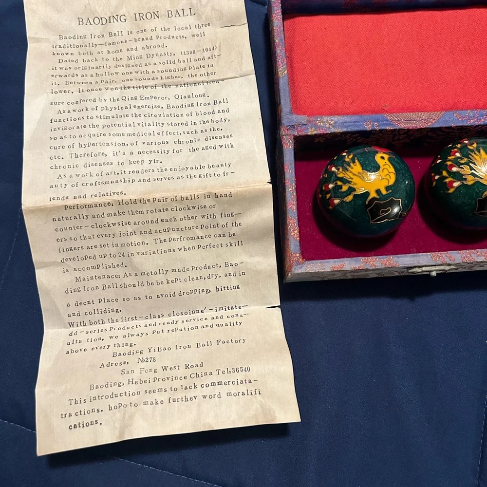 VINTAGE ASIAN Chiming Stress Balls • 2 Green w/ Dragons • - Picture 2 of 7